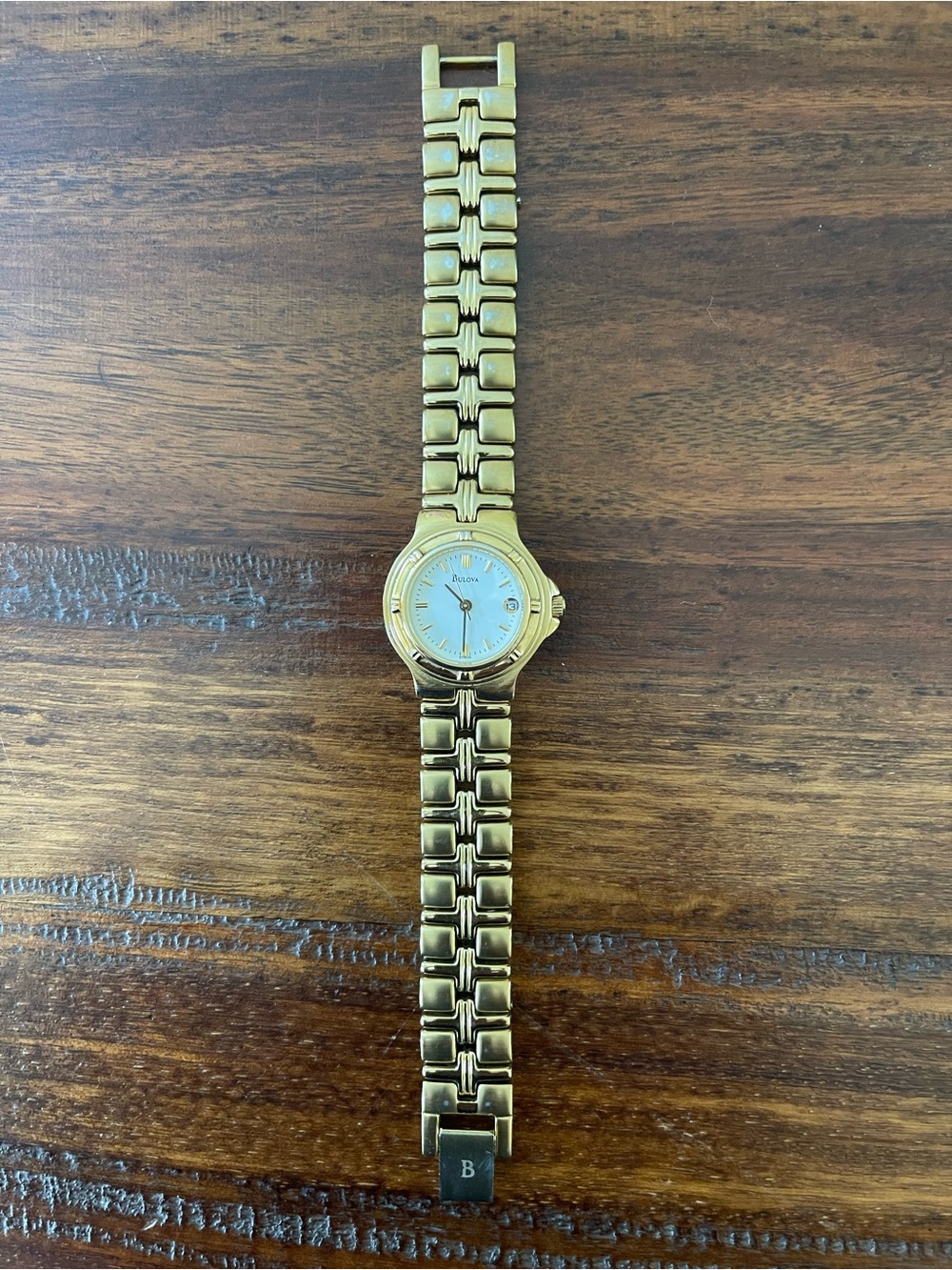 Bulova Gold Bracelet Watch with White Dial